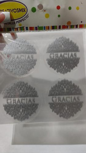 Paquete sticker gracias color plata