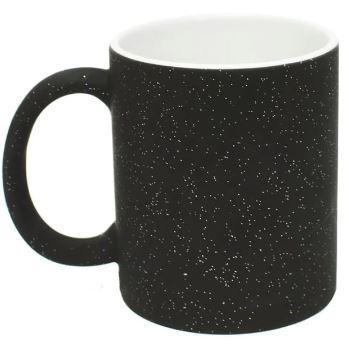 Taza mágica con glitter color negro 11 oz