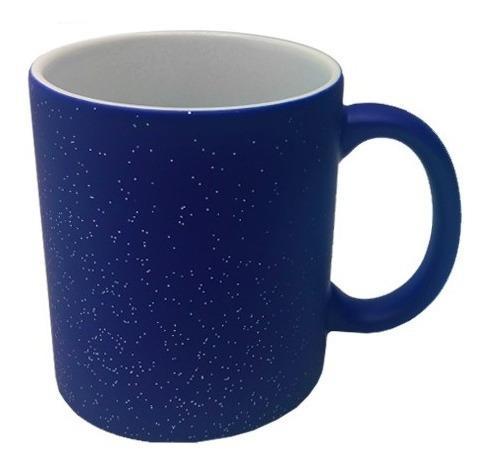 Taza mágica con glitter color azul 11 oz