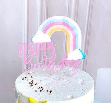 Topper feliz cumpleaños arcoiris
