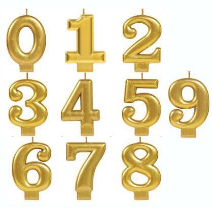 VELA DE NUMEROS COLOR DORADO